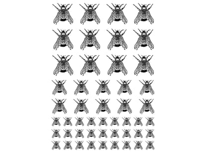 Bees Closed Wings 49 pcs Black Fused Glass Decals