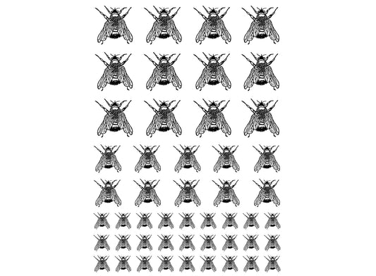 Bees Closed Wings 49 pcs Black Fused Glass Decals