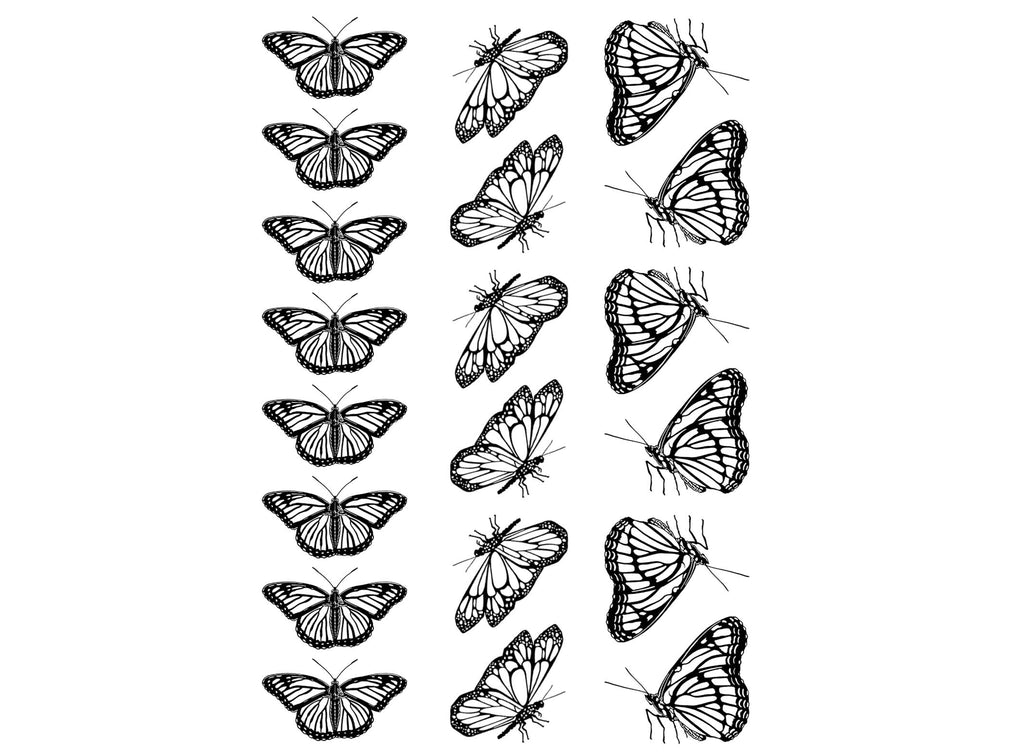 Monarch Butterflies 20 pcs 1" Black Fused Glass Decals
