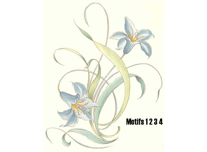 Flowers Blue Day Lily Ceramic Decals 1336