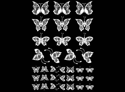 Lace Butterflies 34 pcs White Fused Glass Decals