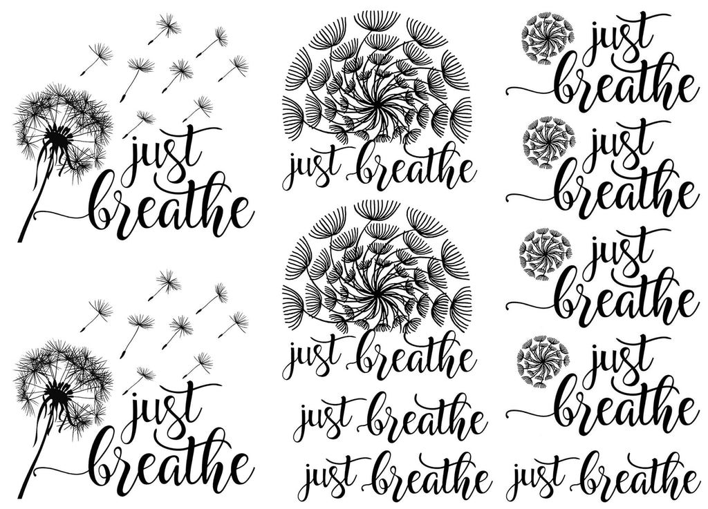 Just Breathe Dandelion 11 pcs 2" to 2.5" Black Fused Glass Decals