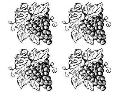 Grape Clusters 4 pcs 2-1/2" Black Fused Glass Decals