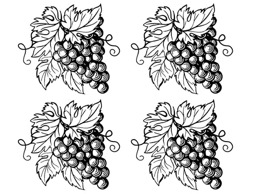 Grape Clusters 4 pcs 2-1/2" Black Fused Glass Decals