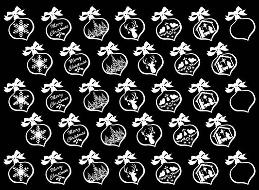 Christmas Ornaments 33 pcs 1" White Fused Glass Decals