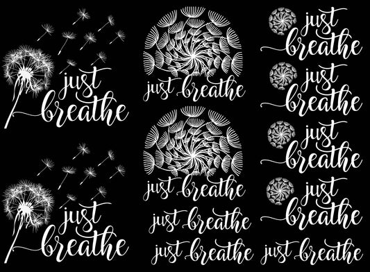 Just Breathe Dandelion 11 pcs 2 Inch White Fused Glass Decals