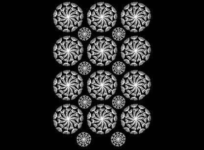 Dandelion Swirls 20 pcs White Fused Glass Decals