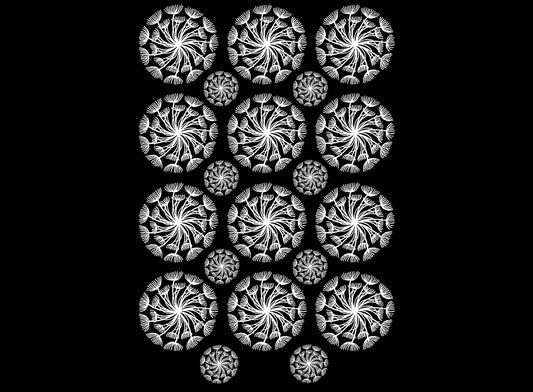 Dandelion Swirls 20 pcs White Fused Glass Decals