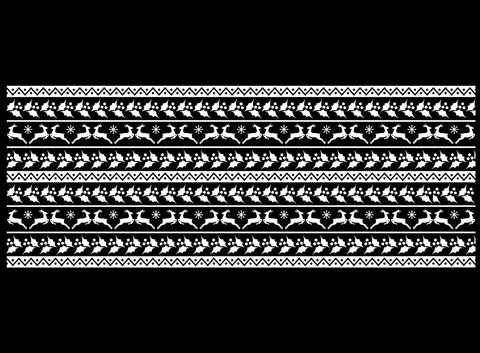 Christmas Ugly Sweater Stripe 1 pc 3" X 7.5" White Fused Glass Decal