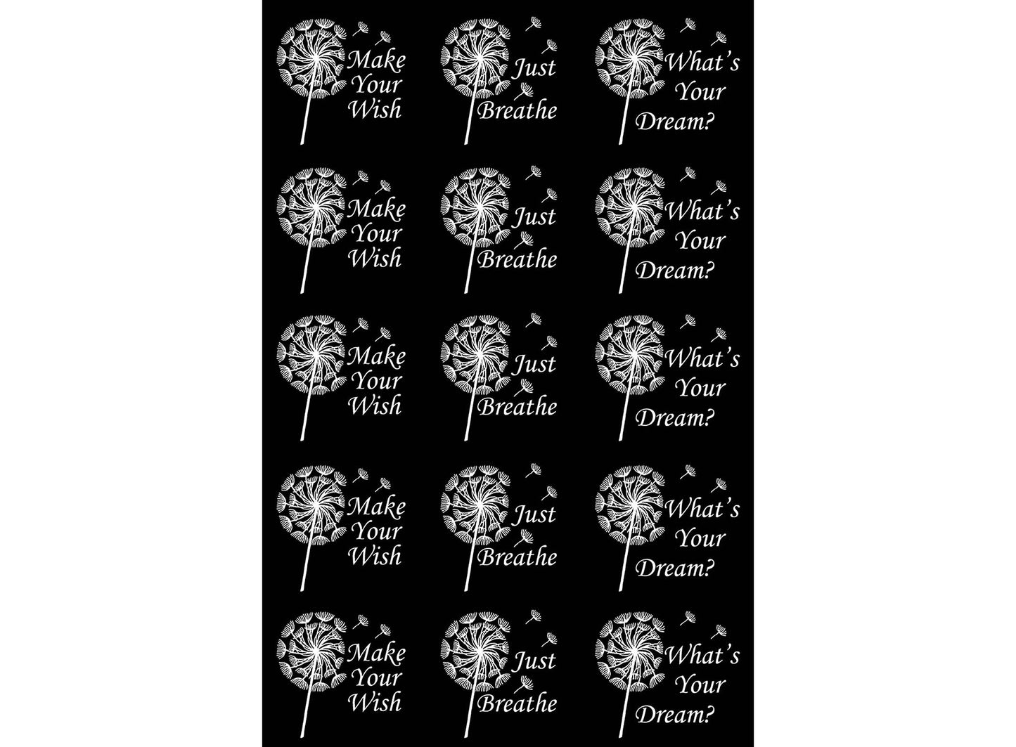 Dandelion Wishes 15 pcs 1" White Fused Glass Decals