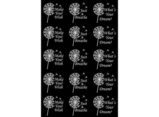 Dandelion Wishes 15 pcs 1 Inch White Fused Glass Decals