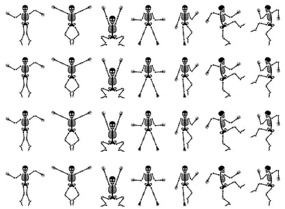 Halloween Dancing Skeletons 28 pcs 1" Black Fused Glass Decals