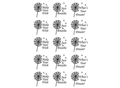 Dandelion Wishes 15 pcs 1 Inch Black Fused Glass Decals
