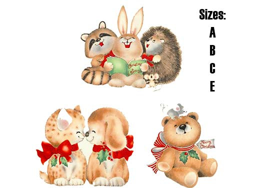 Christmas Cute Critters Ceramic Decals 1388