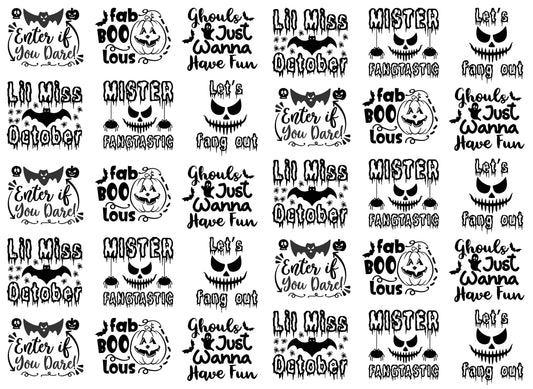 Halloween Quips 30 pcs 1" Black Fused Glass Decals