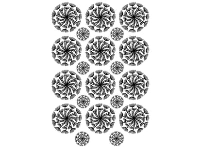 Dandelion Swirls 12 pcs 1 Inch Black Fused Glass Decals