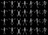 Halloween Dancing Skeletons 28 pcs 1" White Fused Glass Decals