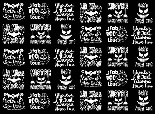 Halloween Quips 30 pcs White Fused Glass Decals