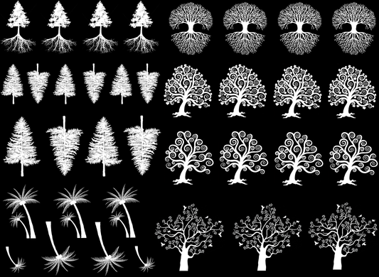 Tree Curlicue 36 pcs White Fused Glass Decals
