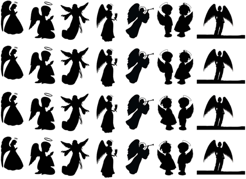 Angel 28 pcs 1" to 1-1/2" Black Fused Glass Decals
