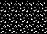 Allover Dog Bones Paw Prints 1 pc 5" X 7" White Fused Glass Decal