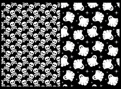 Halloween Ghosts Skulls 1 pc 5 x 7 White Fused Glass Decals