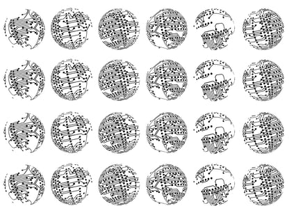 Computer Chip Rounds 24 pcs 1" Black Fused Glass Decals