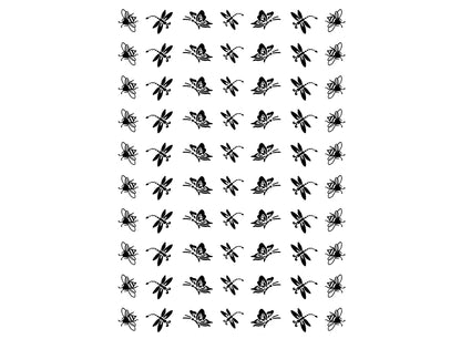 Bee Butterfly Dragonfly 70 pcs Black Fused Glass Decals
