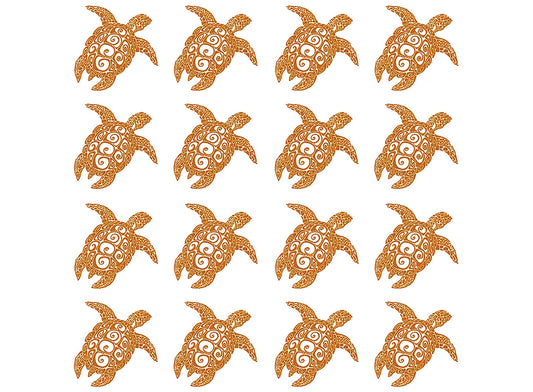 Sea Turtle 16 pcs 0.75 Inch 22k Gold Fused Glass Decals