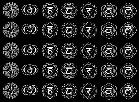 Chakra Symbols 35 pcs White Fused Glass Decals