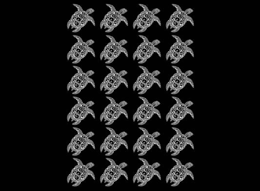Sea Turtles 24 pcs 0.75 Inch White Fused Glass Decals