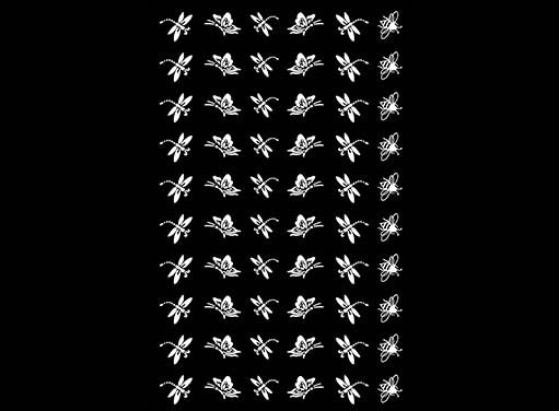 Bee Butterfly Dragonfly 60 pcs 0.35 to 0.5 Inch White Fused Glass Decals