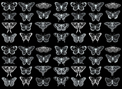 Butterfly Beauties 56 pcs 1 Inch White Fused Glass Decals