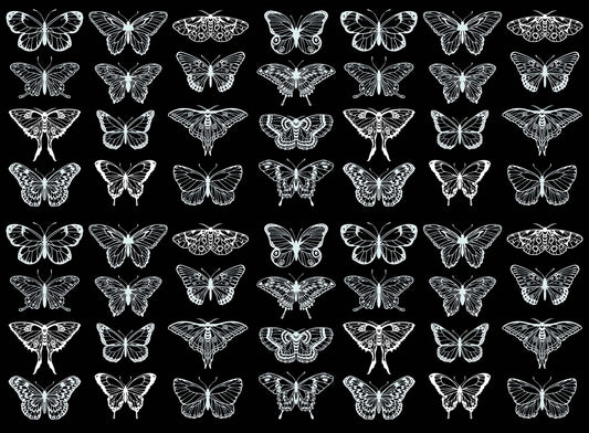 Butterfly Beauties 56 pcs 1 Inch White Fused Glass Decals