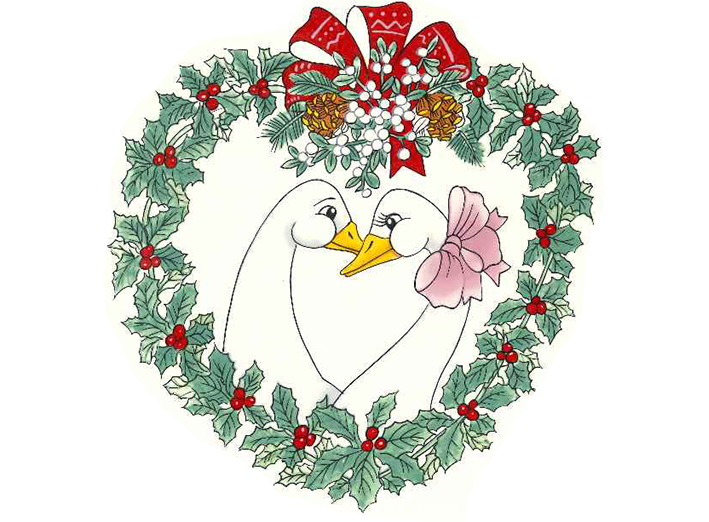 Christmas Goose Geese Wreath Ceramic Decals 1444