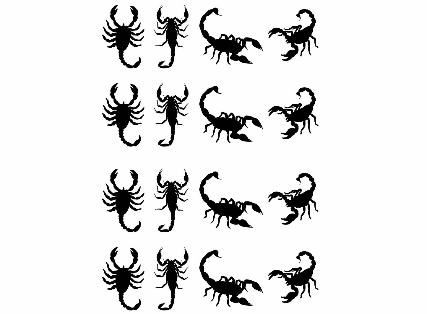 Scorpion 16 pcs 1" Black Fused Glass Decals