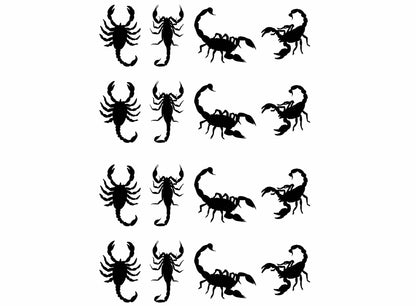 Scorpion 16 pcs 1" Black Fused Glass Decals