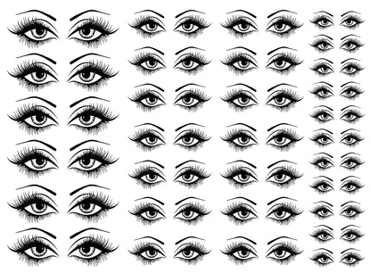 Eyes 62 pcs 1/2" to 1" Black Fused Glass Decals