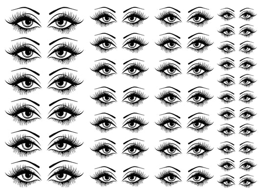 Eyes 62 pcs 1/2" to 1" Black Fused Glass Decals