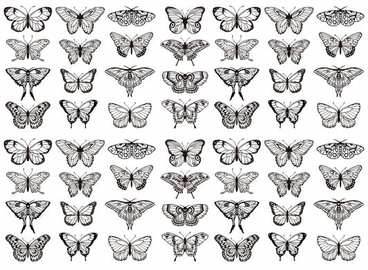 Butterfly Beauties 56 pcs 1" Black Fused Glass Decals