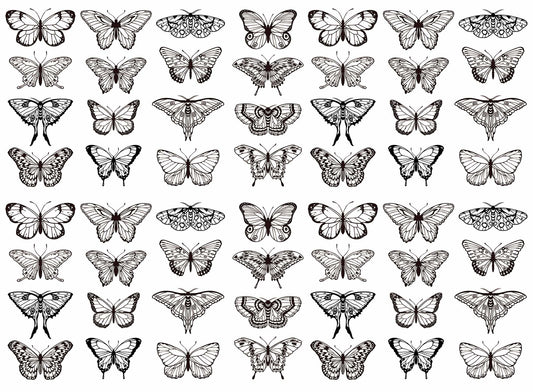 Butterfly Beauties 56 pcs 1 Inch Black Fused Glass Decals