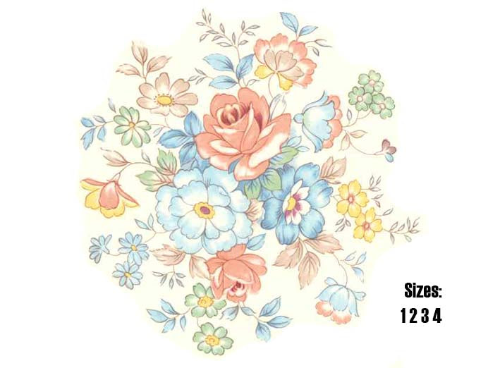 Flowers Pink Blue Yellow Ceramic Decals 1483