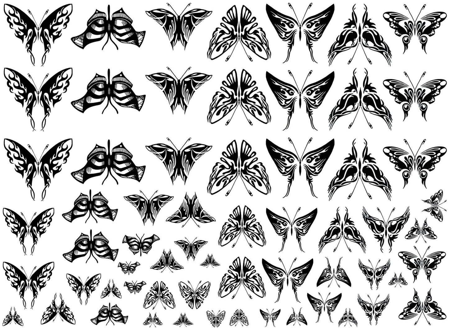 Bold Butterflies 62 Pcs 1/4" to 1" Black Fused Glass Decals