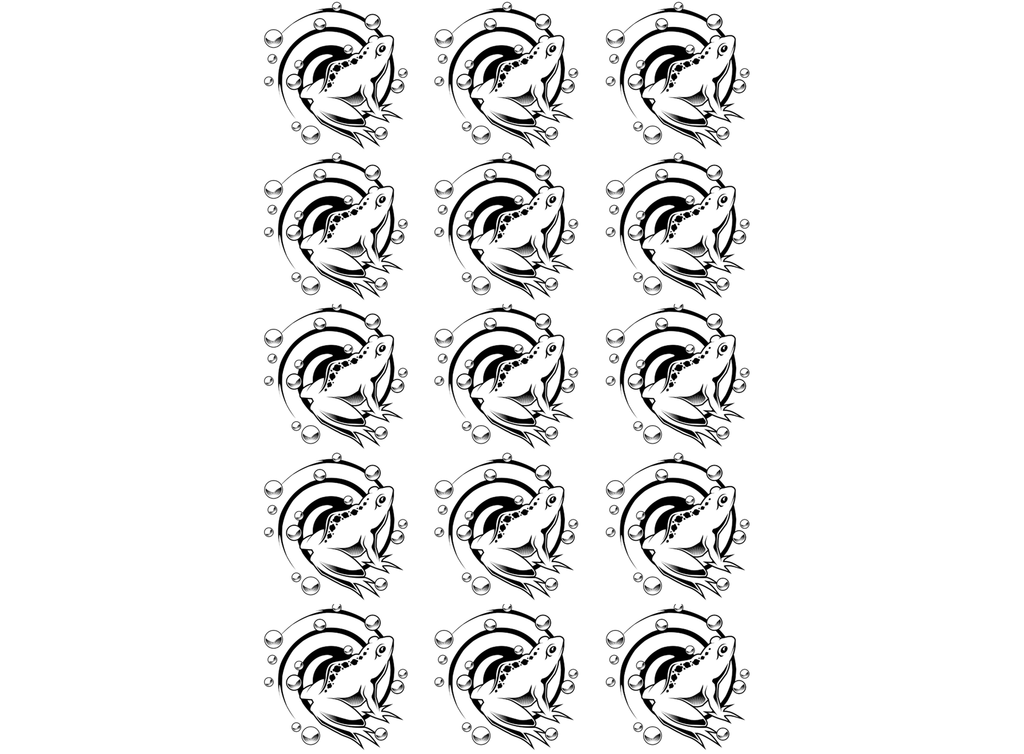 Swirl Frogs 15 pcs 1" Black Fused Glass Decals