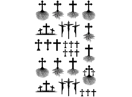 Cross Roots 26 pcs 3/8" to 1-1/16" Black Fused Glass Decals