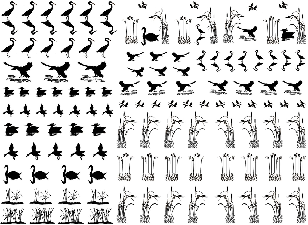 On the Lake Bird Duck 112 pcs 1/4" to 1" Black Fused Glass Decals
