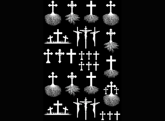 Cross Roots 26 pcs 3/8" to 1-1/16" White Fused Glass Decals