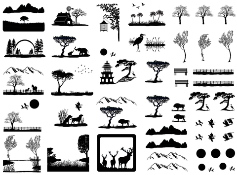 Scenic Views 46 pcs 1/4" to 1-1/4" Black Fused Glass Decals