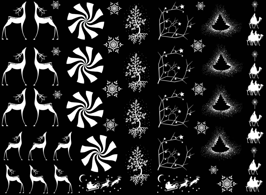 Christmas Elegance 47 pcs 1/4" to 1" White Fused Glass Decals