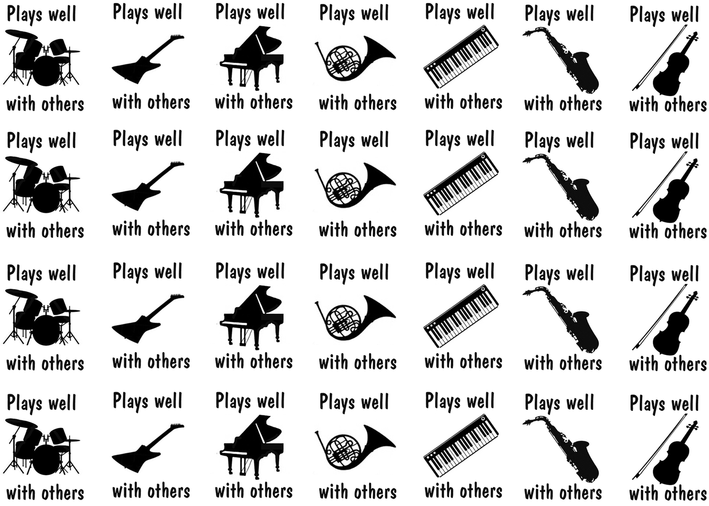 Plays well with others 28 pcs 1-1/16" Black Fused Glass Decals